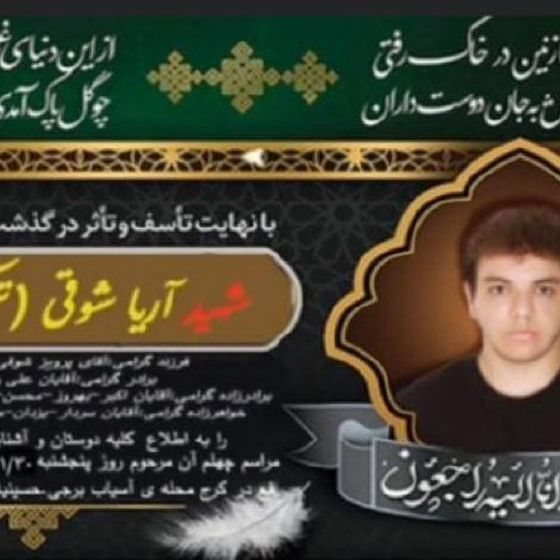 Arya Showqi Takmehdash 17-year-old